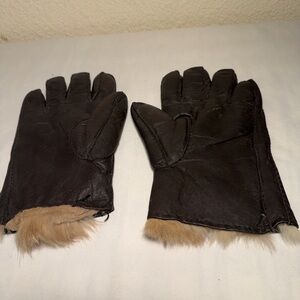 Men's Brown Leather Gloves with Fur Lining
